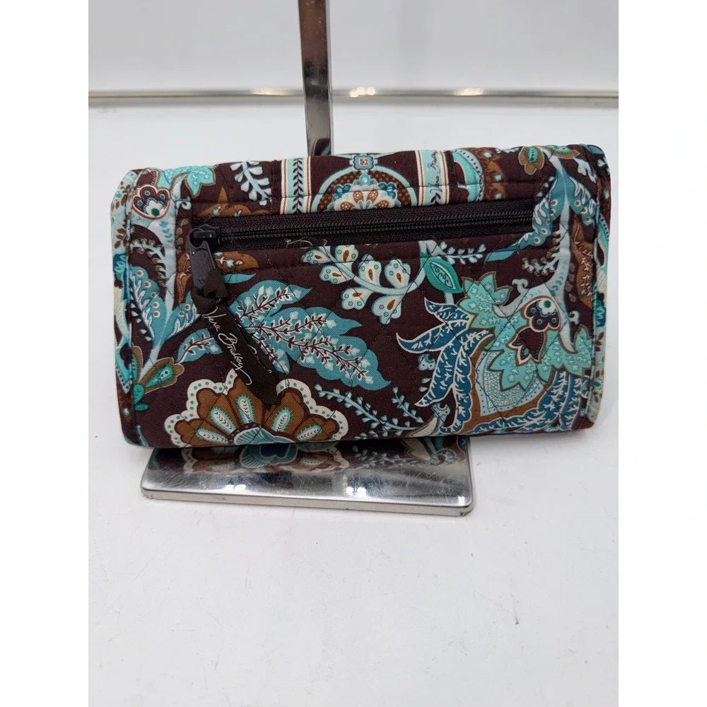 Vera Bradley Night and Day Quilted Cotton Trifold Wallet Retired Java Teal - Picture 2 of 7